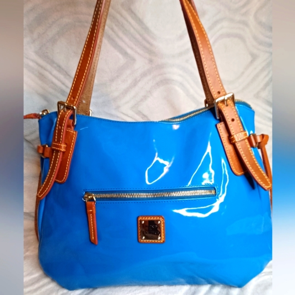 Dooney & Bourke Blue and Tan Shoulder Bag